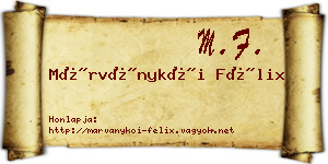 Márványkői Félix névjegykártya